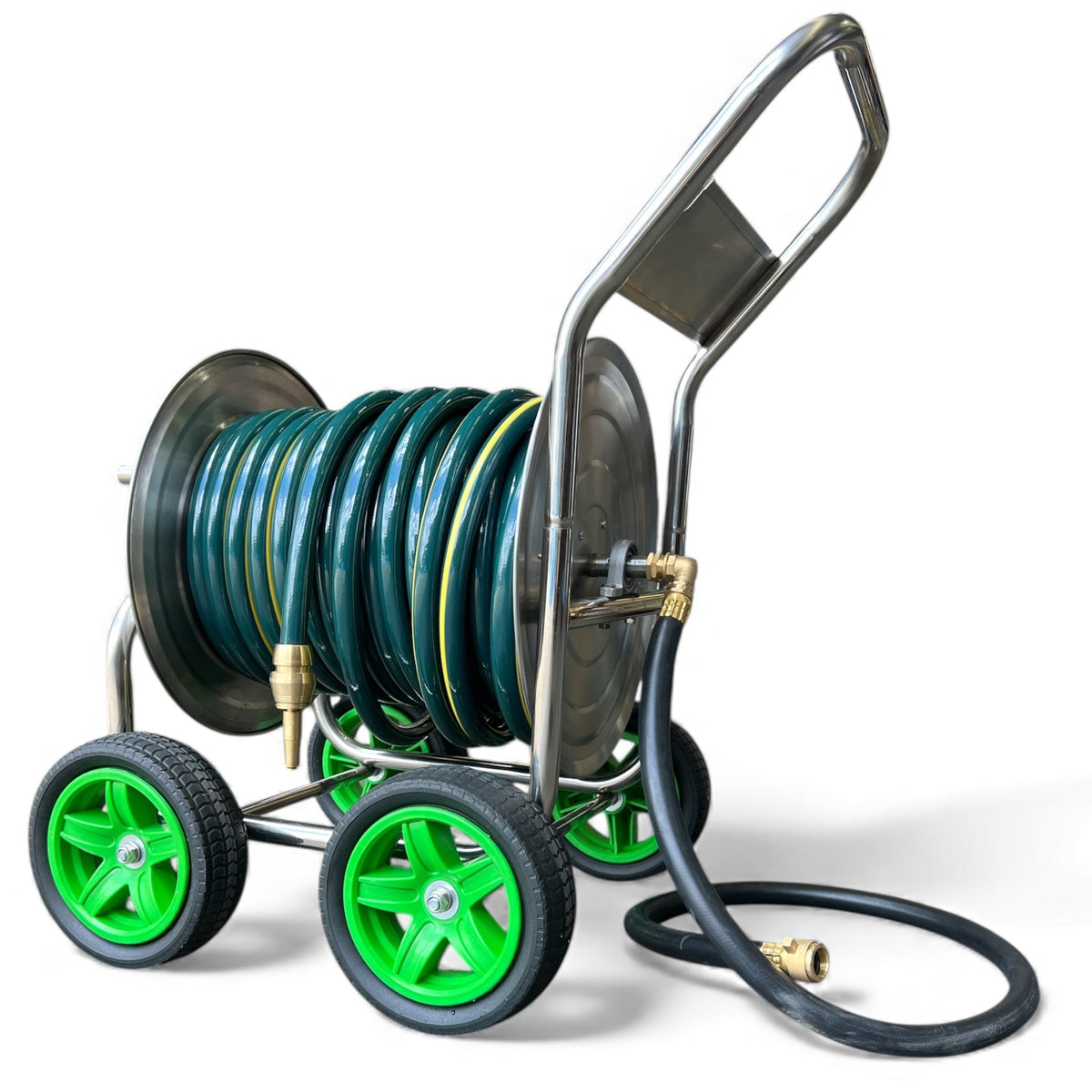 ZORRO Stainless Steel Trolley with Proline Garden Hose Brass Fitting & Nozzle - Hose Factory