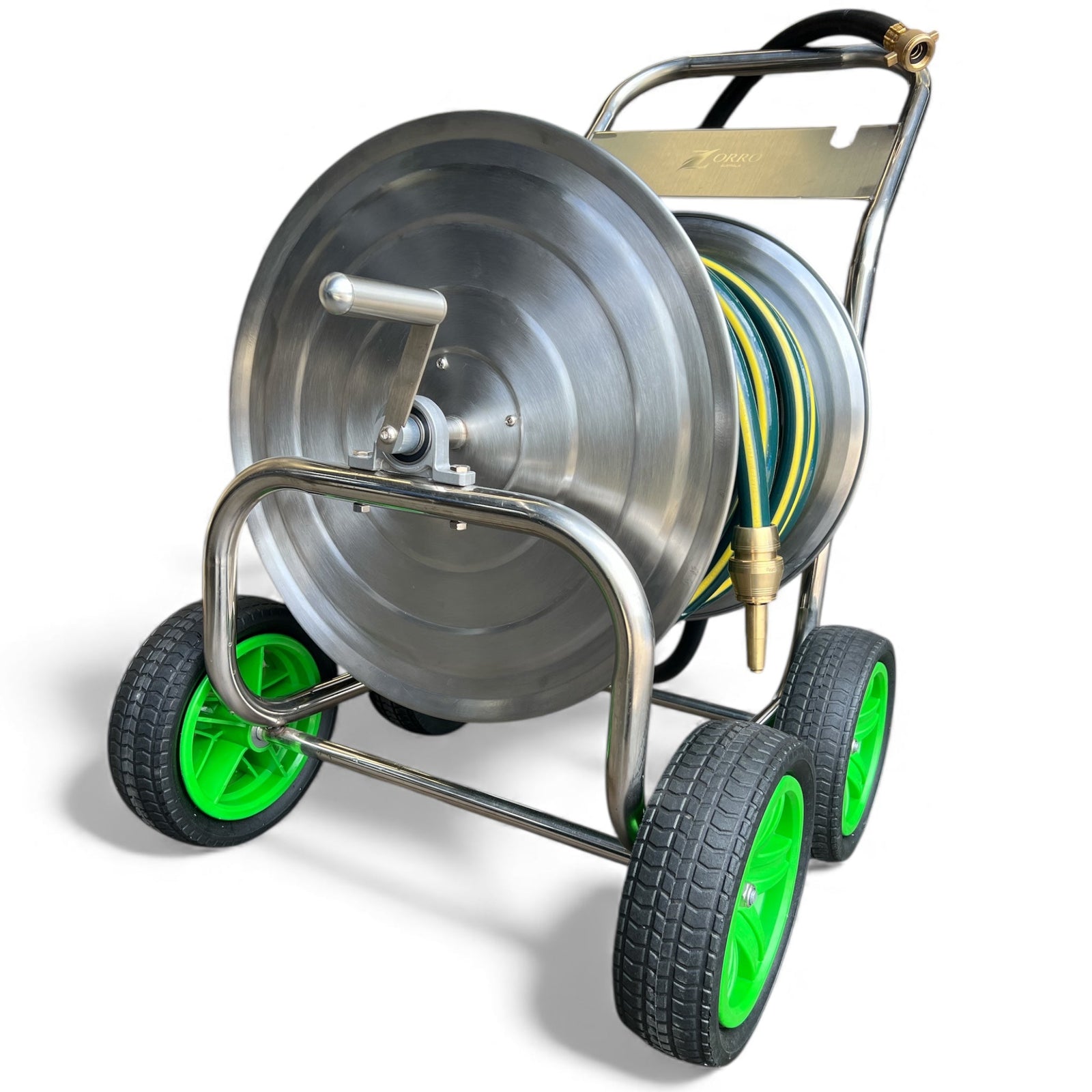 ZORRO Stainless Steel Trolley with Proline Garden Hose Brass Fitting & Nozzle - Hose Factory