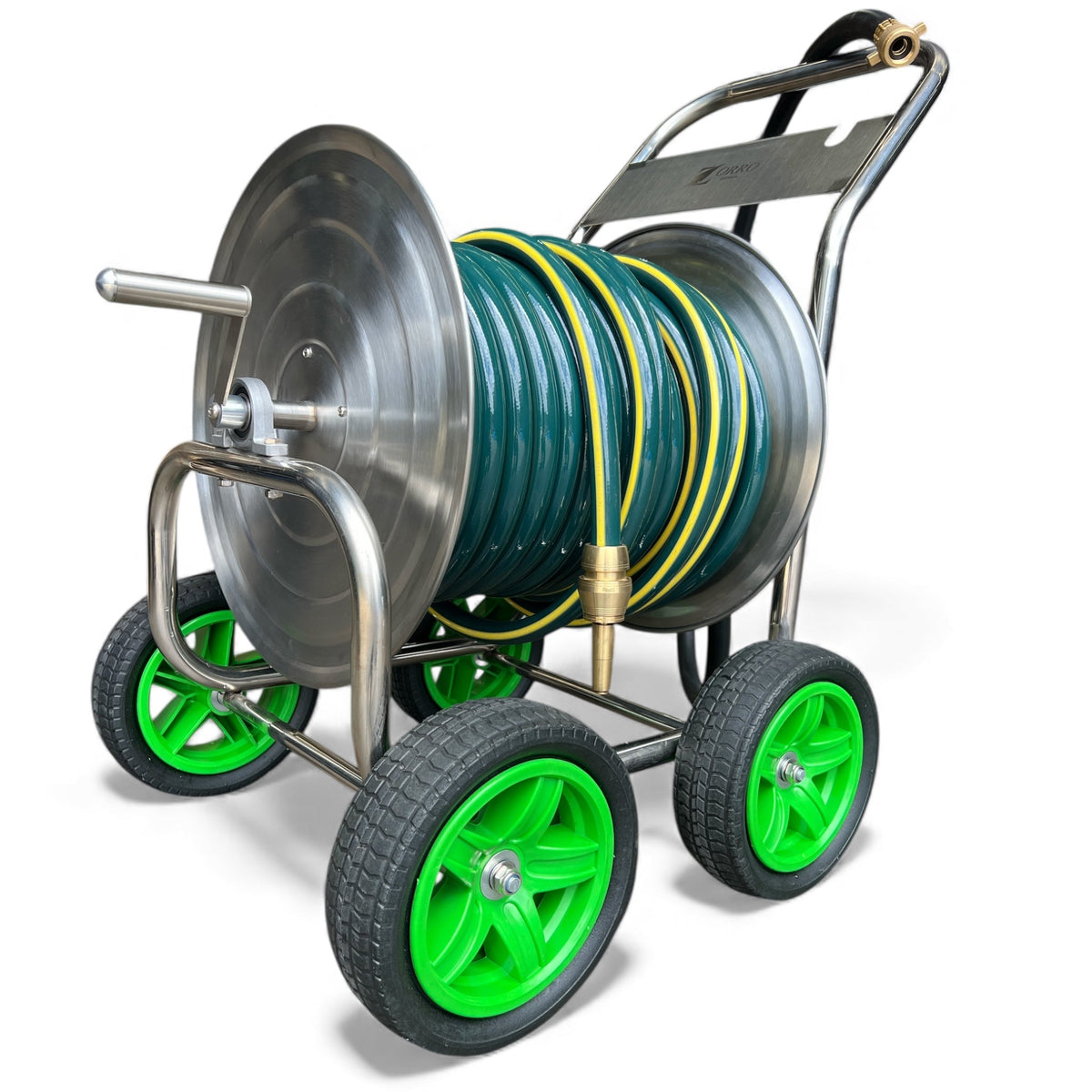 ZORRO Stainless Steel Trolley with Proline Garden Hose Brass Fitting & Nozzle - Hose Factory