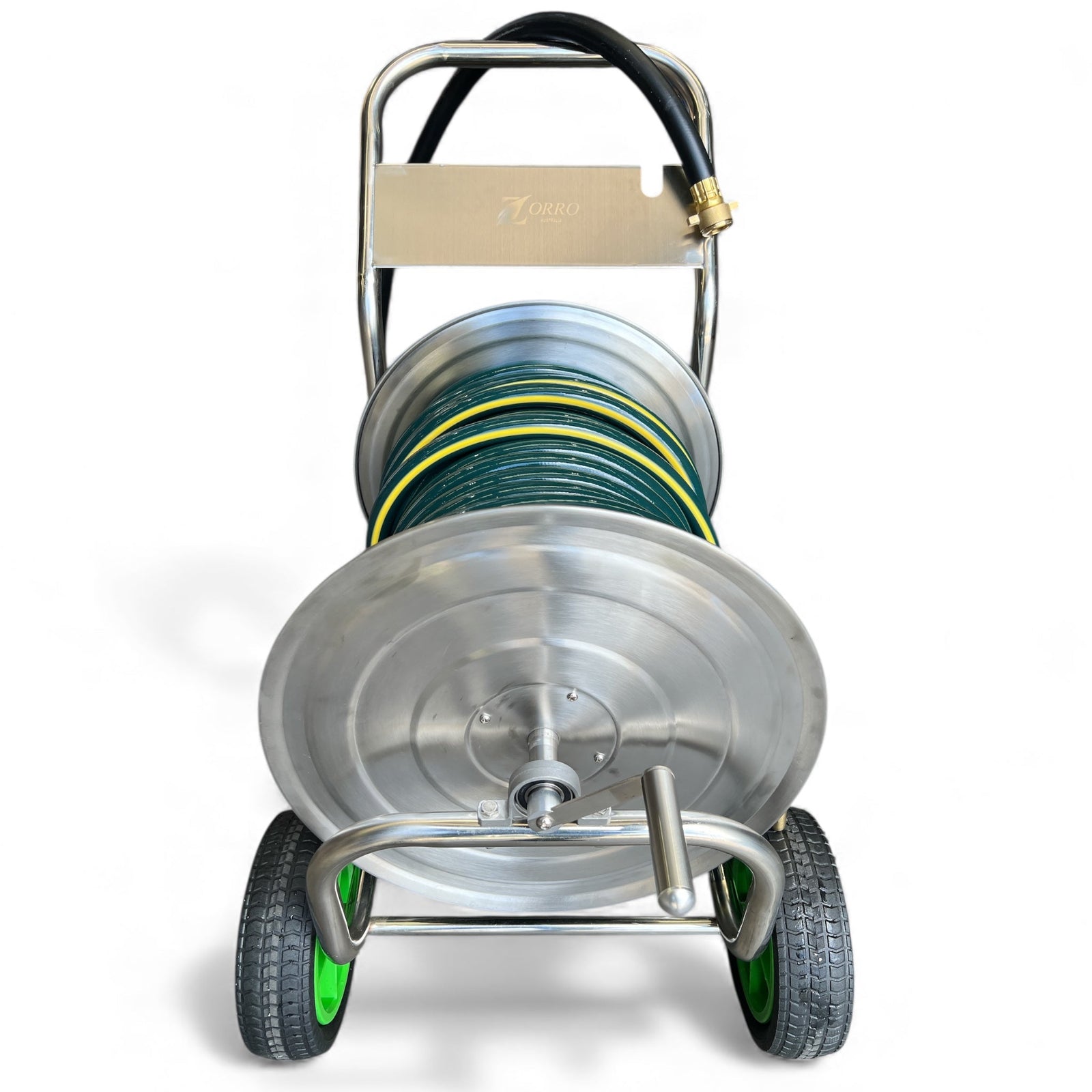 ZORRO Stainless Steel Trolley with Proline Garden Hose Brass Fitting & Nozzle - Hose Factory