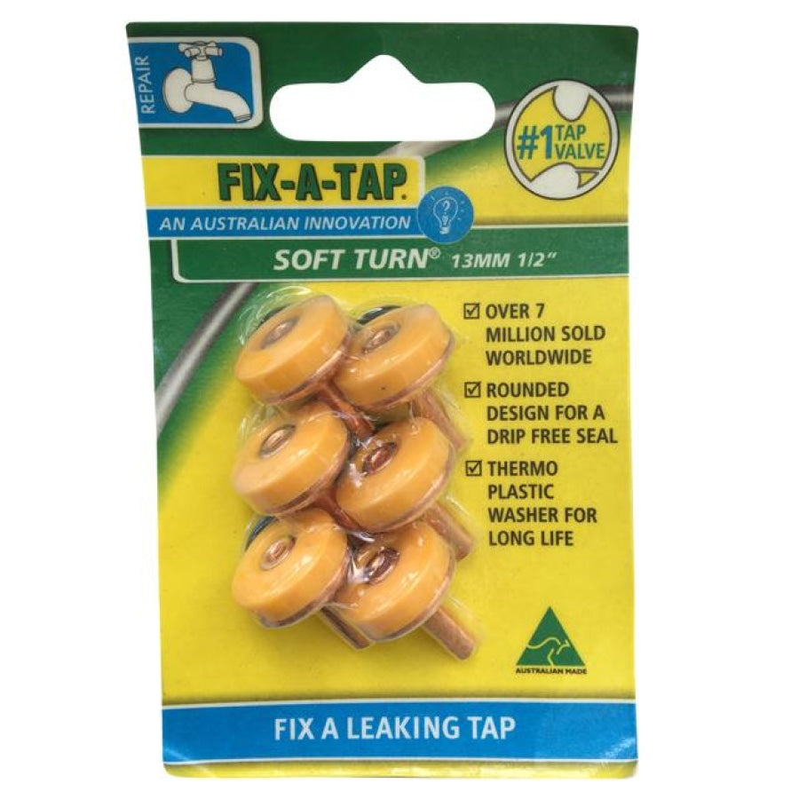 Fix-A-Tap 13mm / 1/2&quot; Soft Turn® Tap Valve - 6 Pack Made in Australia