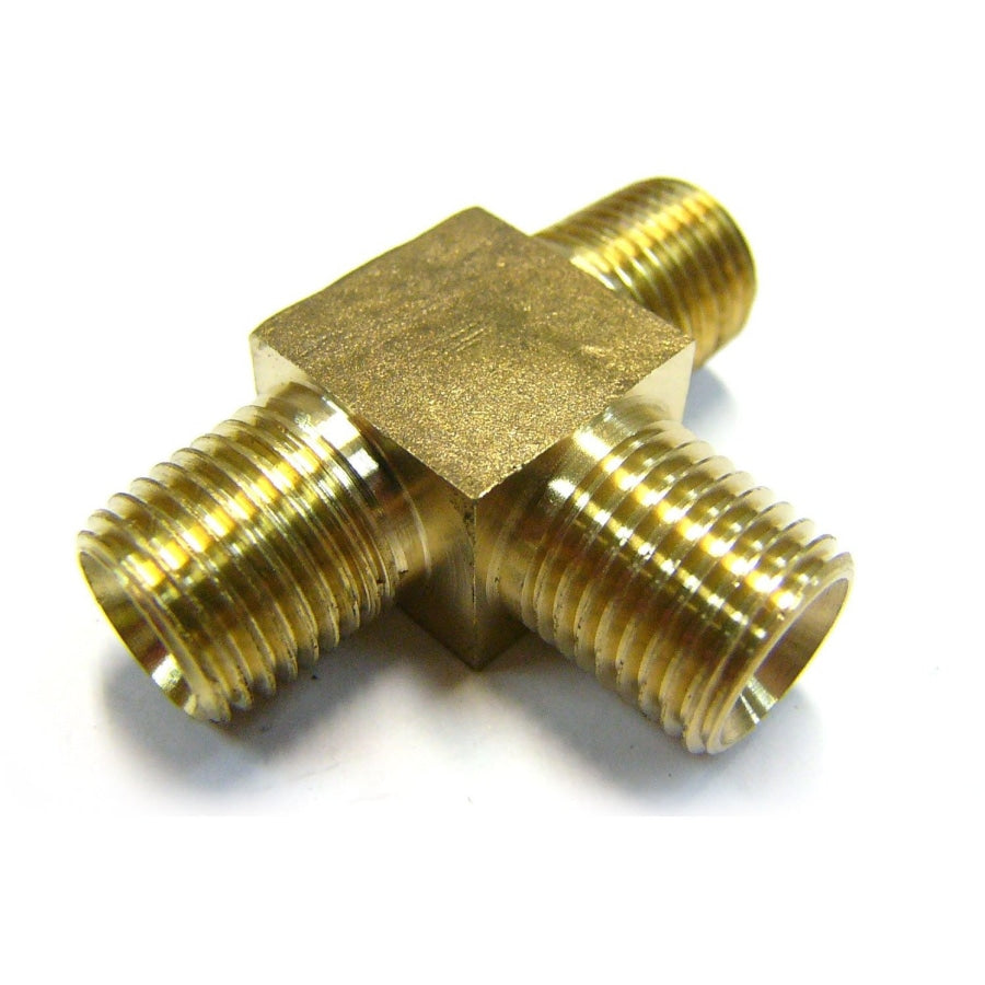 Air Fitting Brass 3 Way 1/4" - 6MM Male Tee Made in Australia