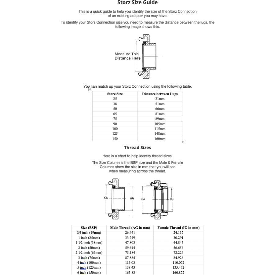 Storz Adaptor Female Safb/cfs 65Mm (One Piece) Fittings