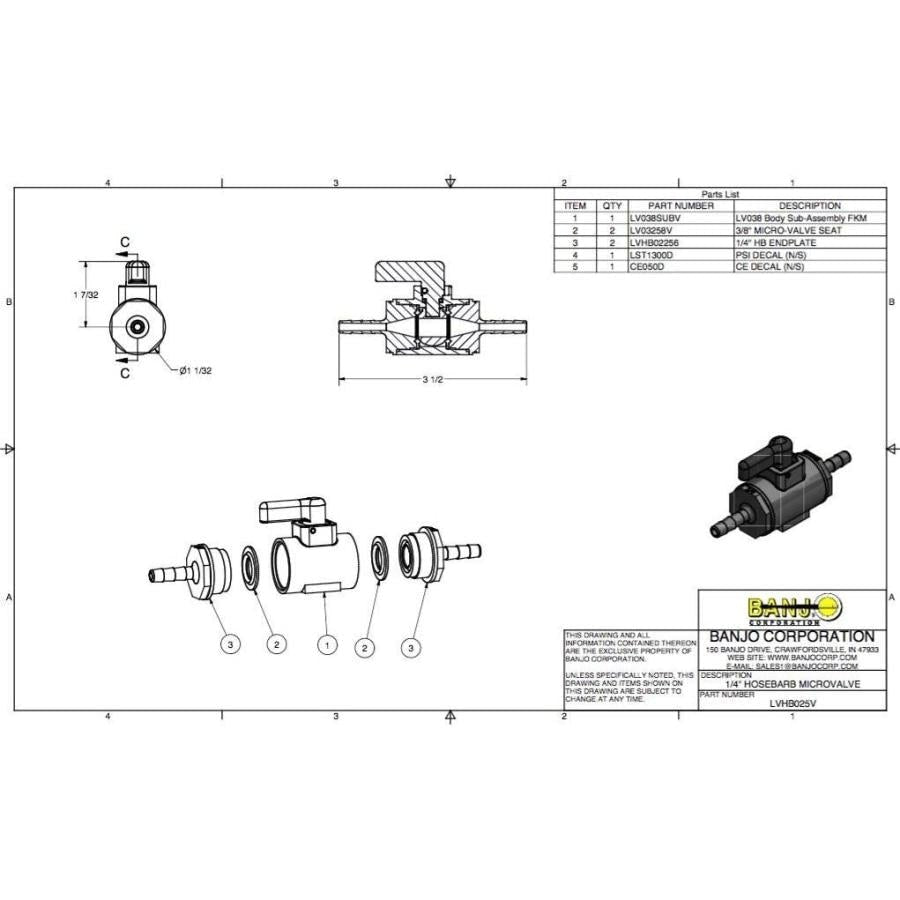 Banjo Standard 3/8 Hose Barb Micro Valve Valves