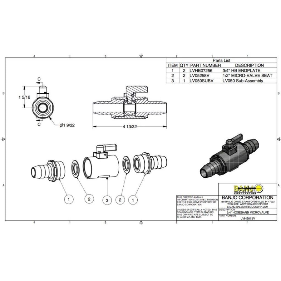 BANJO Standard 3/4" Hose Barb Micro Valve - Hose Factory