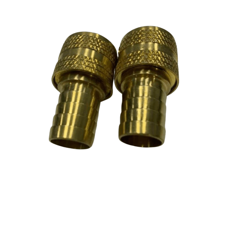 Brass 12mm Snap on to 18mm Barb Hose Connector (Qty 2) - Hose Factory