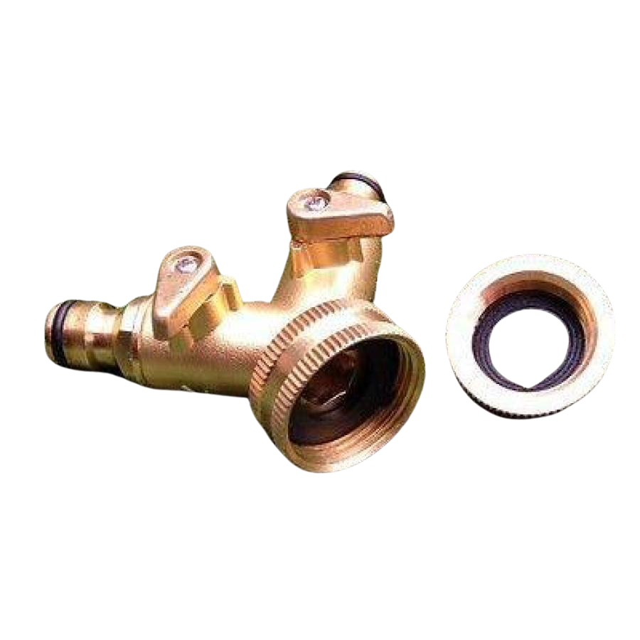 Brass Dual Tap Outlet with Shut Off Valves 12mm - Hose Factory