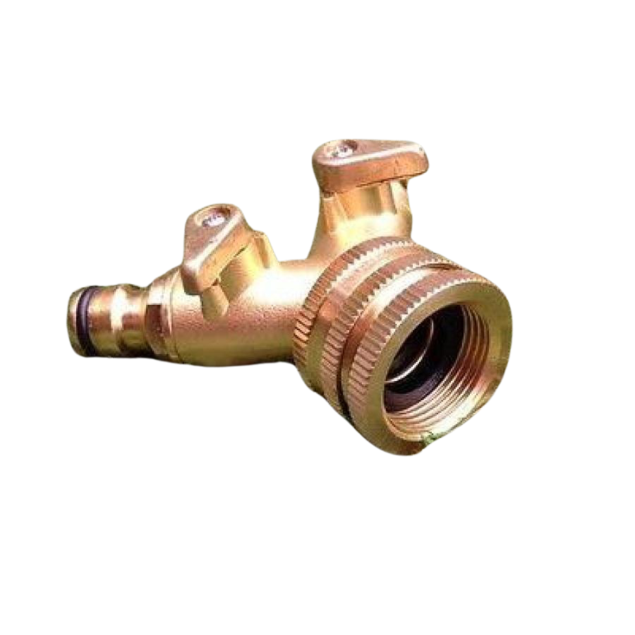 Brass Dual Tap Outlet With Shut Off Valves 12Mm Fittings