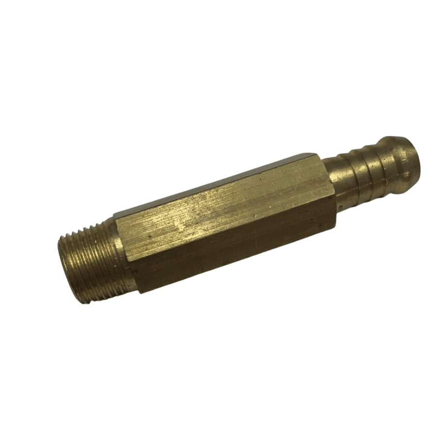 Brass Long 3" Long Hex Nipple 3/8" BSP to 1/2" Barb - Hose Factory