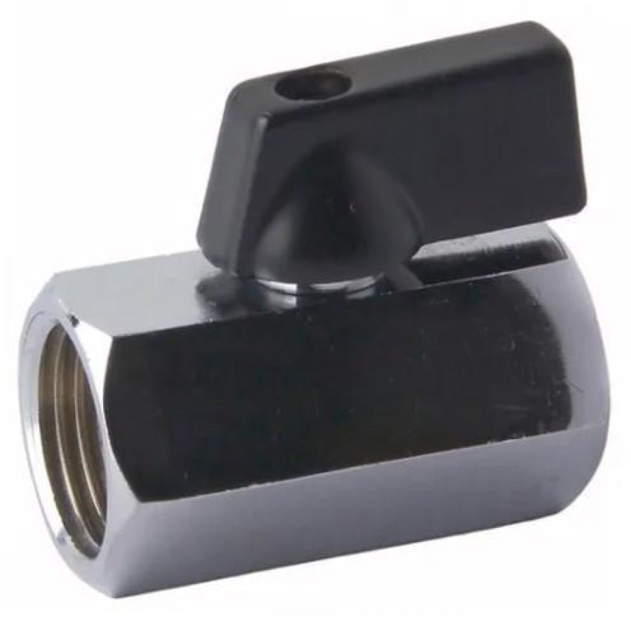 Chrome Plated Brass Mini Ball Valve Female to Female BSP - Hose Factory