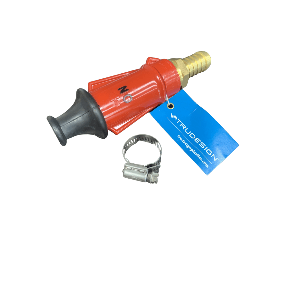 Red Hose Reel Fire Nozzle 3/4 Bsp Trudesign Brass Director & Clamp Fittings