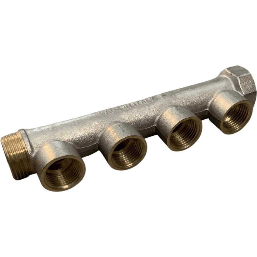 Itap 4 Port Brass Manifold Single Sided 3/4 M & F X 1/2 Outlet Fittings