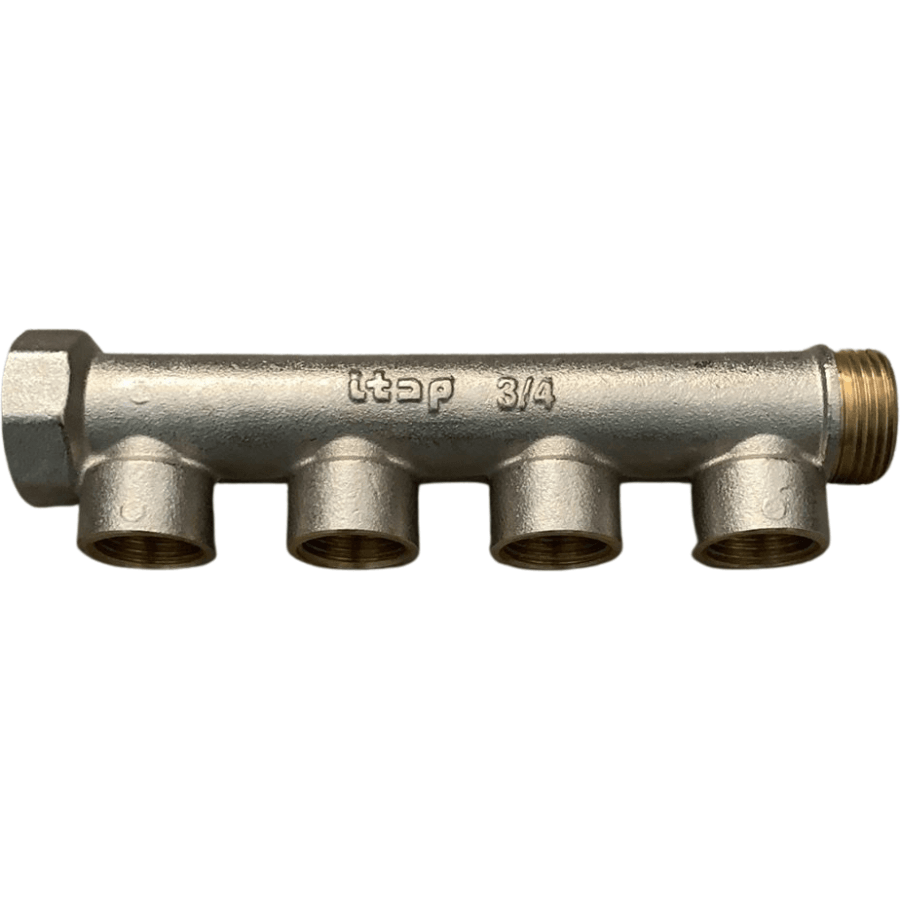 Itap 4 Port Brass Manifold Single Sided 3/4 M &amp; F X 1/2 Outlet Fittings