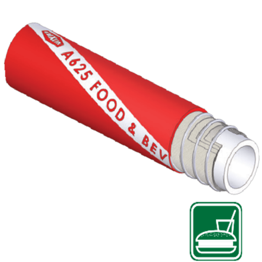 DIXON A625 Crush Resistant Food and Wine Suction & Delivery Hose showcasing its flexible design and high-quality construction.