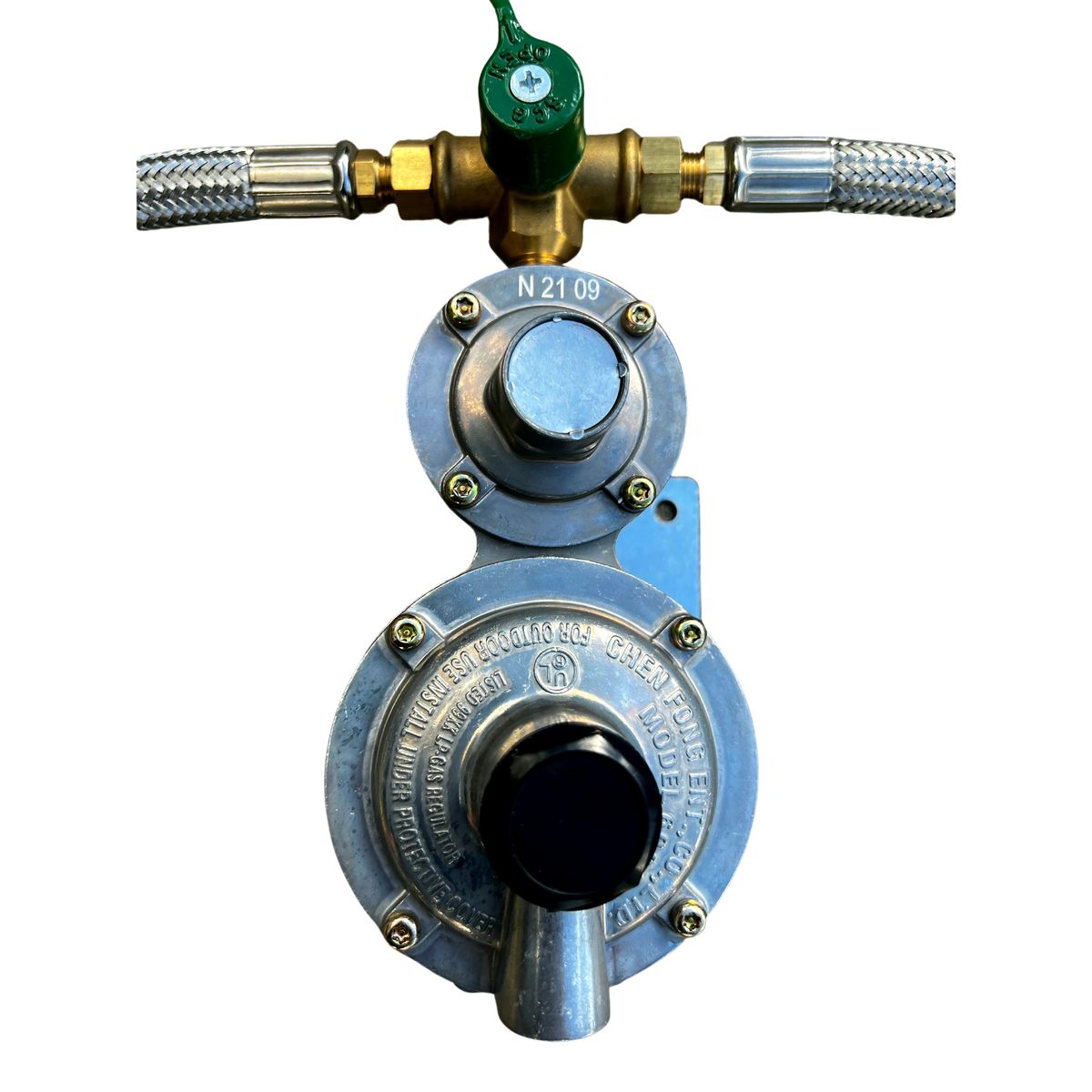 Dual Stainless Steel Gas Hose Kit Regulator Valve QCC Coupling UNF Thread