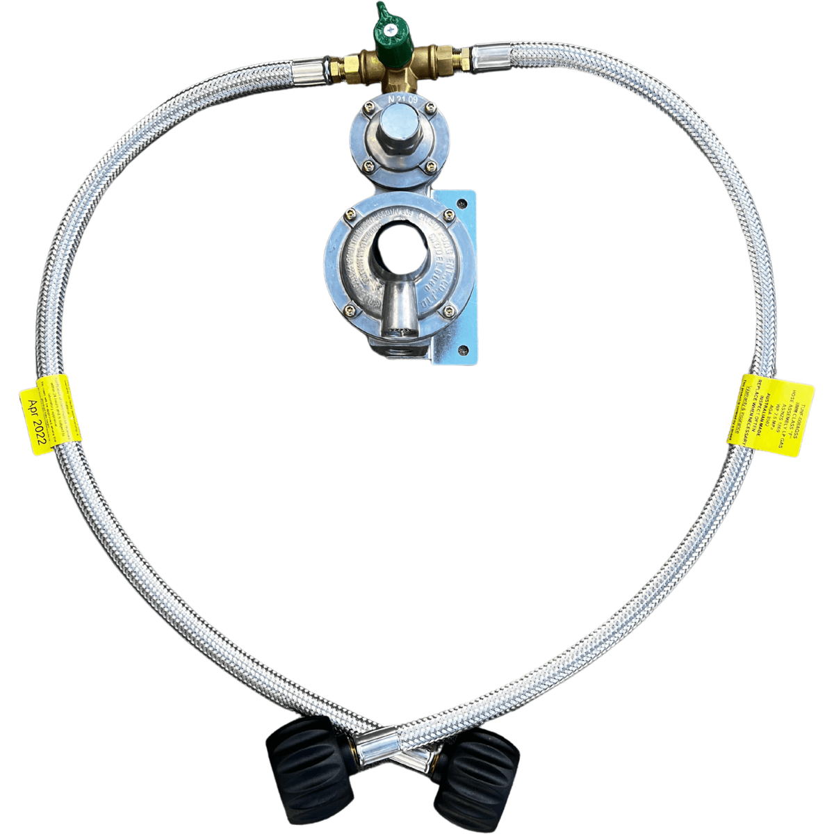 Dual Stainless Steel Gas Hose Kit Regulator Valve QCC Coupling UNF Thread - Hose Factory