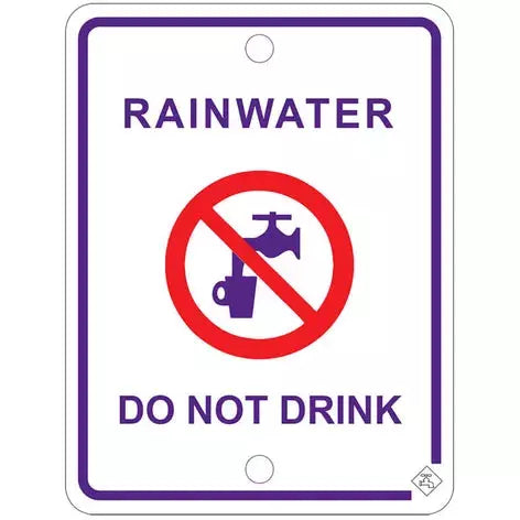 Rainwater Prohabition Sign 70mm X 92mm