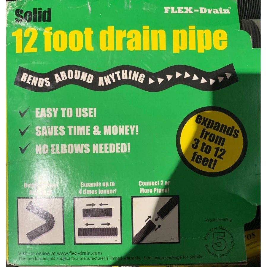 Flex - Drain Pipe 3 in x 12 Foot Corrugated Drain Pipe Clearance Sale - Hose Factory