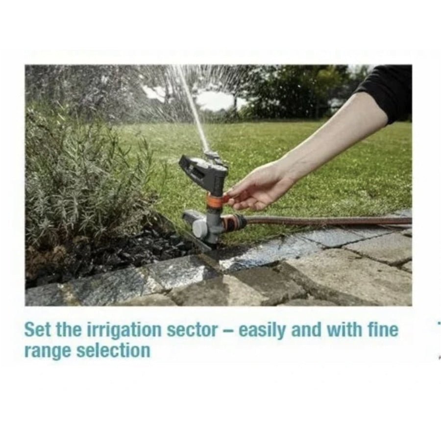 GARDENA Impulse Rotating Sprinkler with Heavy Duty Metal Base - Hose Factory