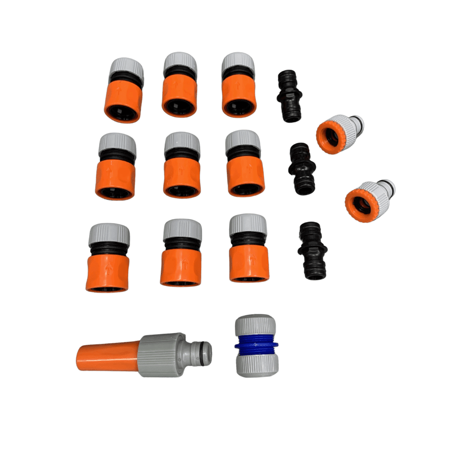 Gardeners 3/4" Hose Kit 9 x Connectors 2 x Taps 3 x 2 Way Coupling 1 x Joiner 1x Nozzle - Hose Factory