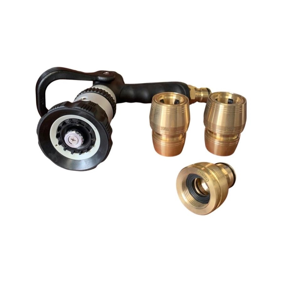 High Pressure 18mm XL Fire Nozzle with Lever & Brass Fittings Set - Hose Factory