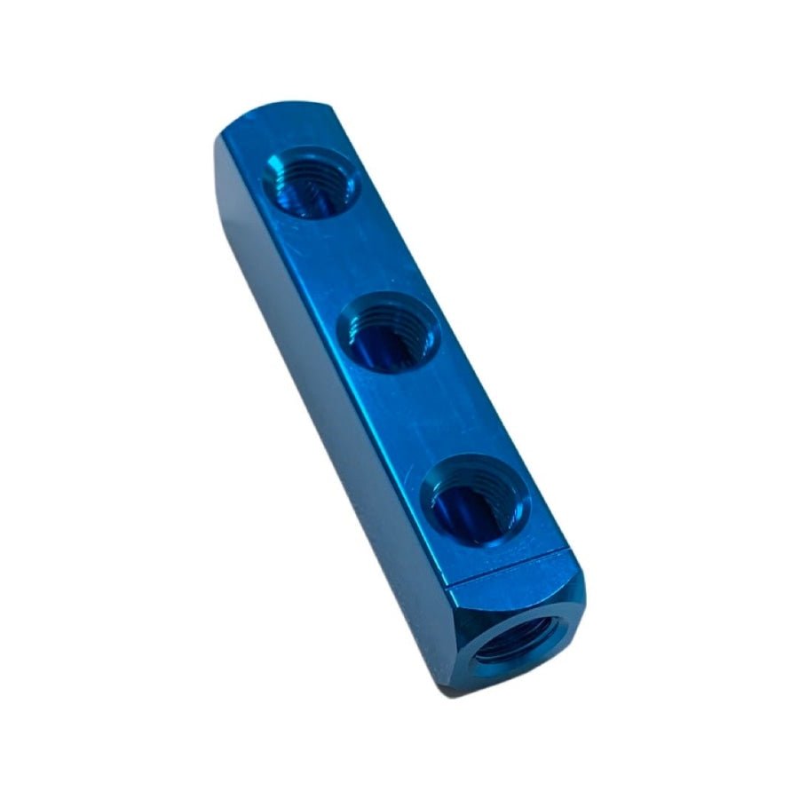 Hose Factory Aluminium Single Sided Port Manifold 1/4" x 1/4" Air Fitting - Hose Factory
