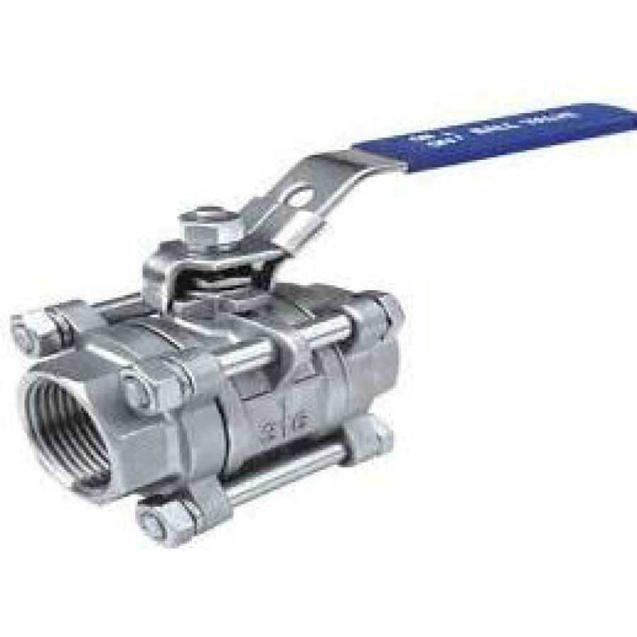Hose Factory Ball Valve SS 3 Piece Full Bore with Locking Device BSP - Hose Factory