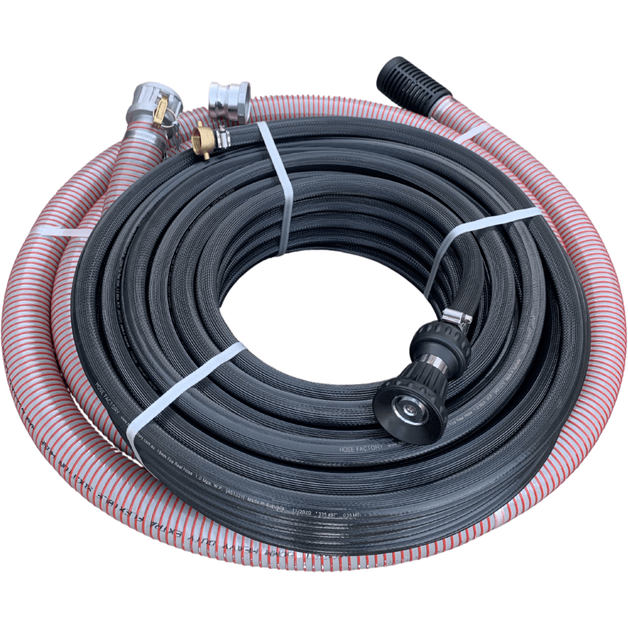 Hose Factory Fire Fighting Water Pump Hose Kit 38mm Suction & 19mm Fire Hose - Hose Factory