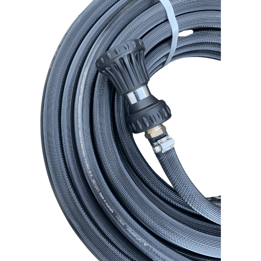 HOSE FACTORY Fire Hose with Brass Nut & Tail and Zorro Fire Nozzle 25mm - Hose Factory