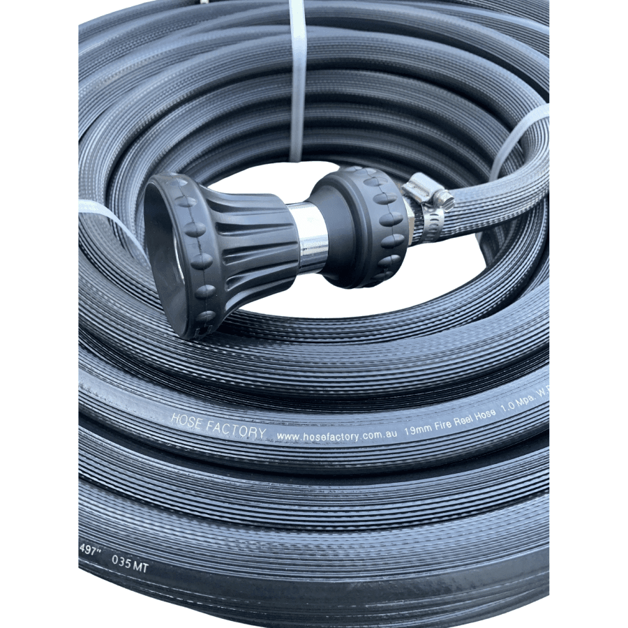 HOSE FACTORY Fire Hose with Brass Nut & Tail and Zorro Fire Nozzle 25mm - Hose Factory