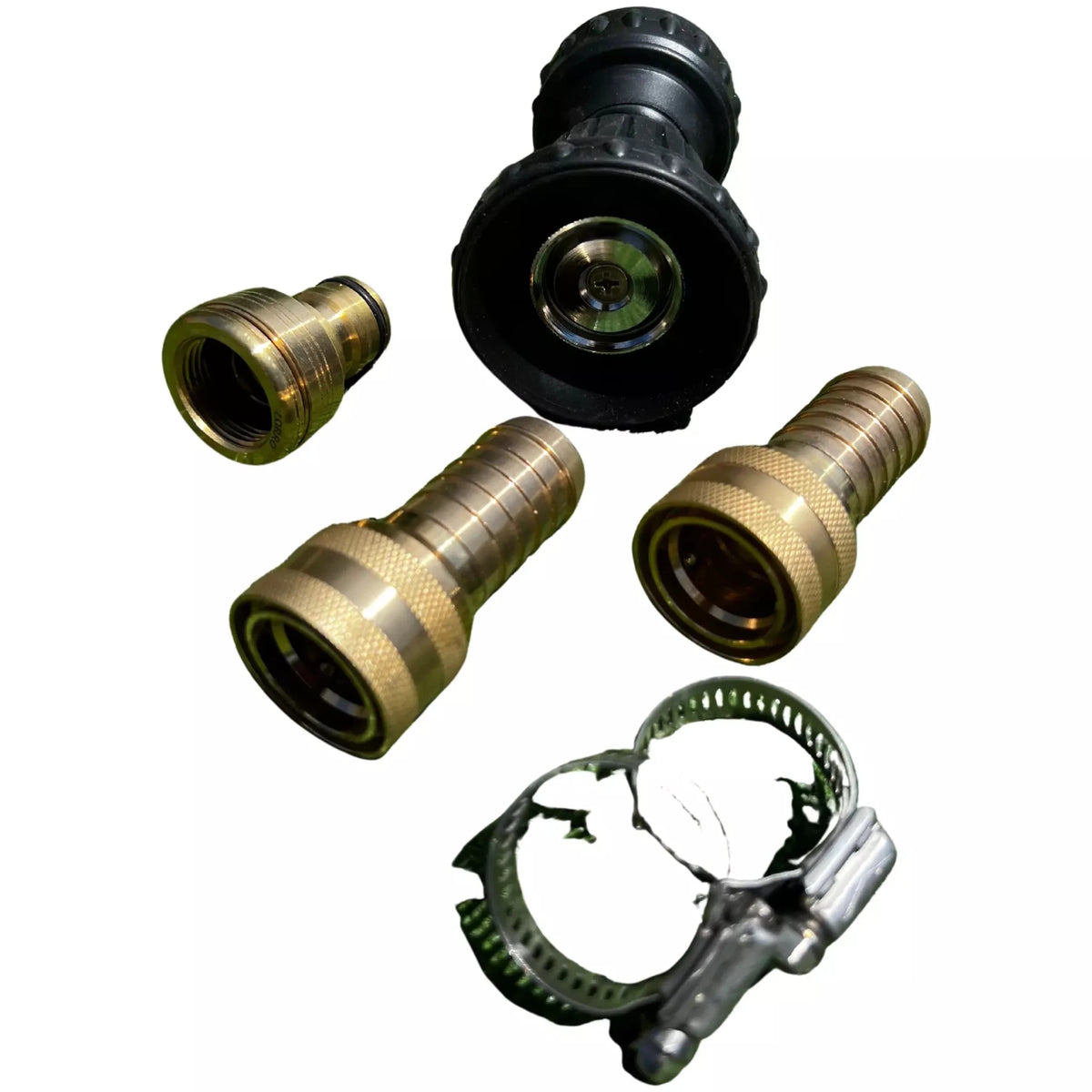 Hose Factory Fire Hose with Perm. Snap Brass Fittings and Fire Nozzle 25mm - Hose Factory