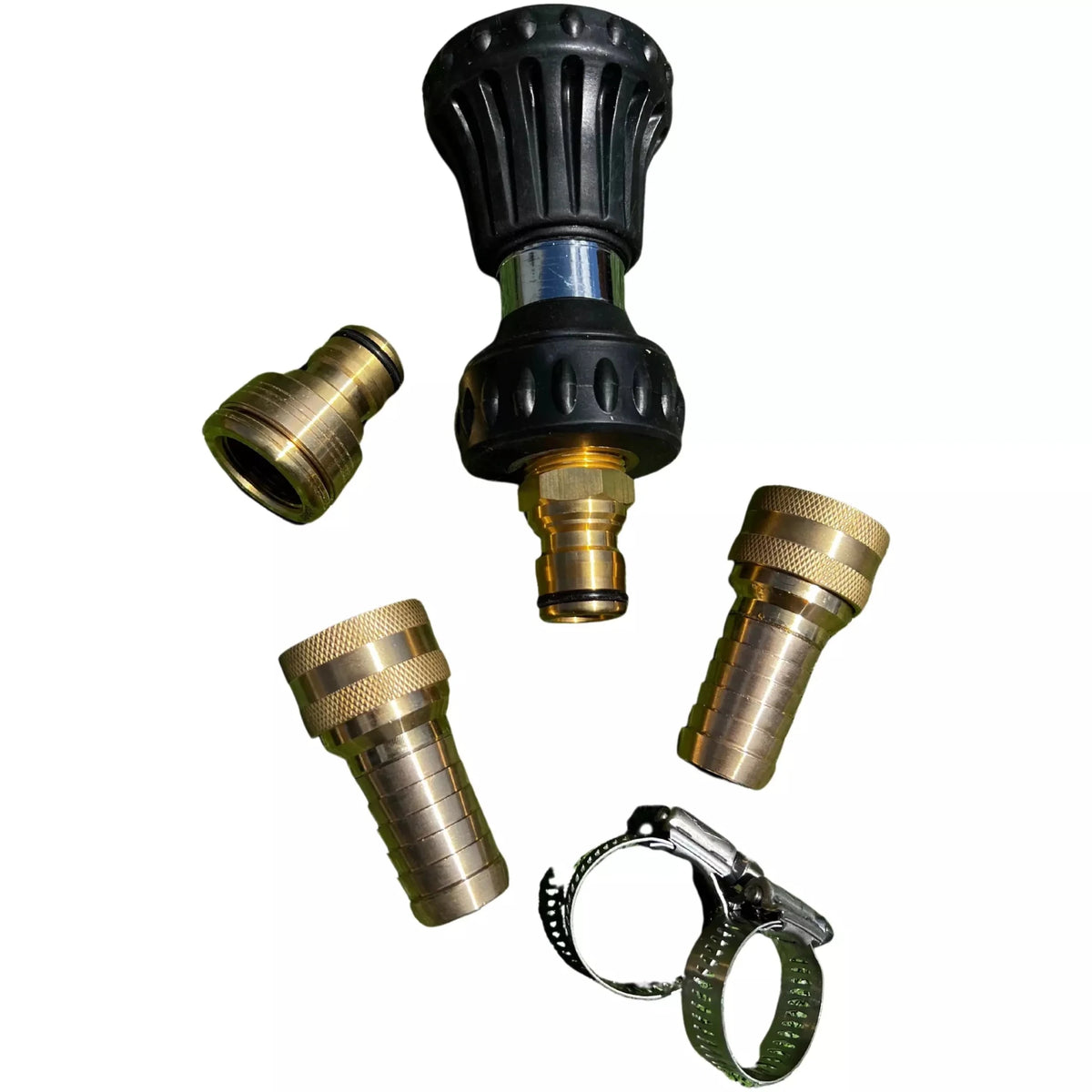 Hose Factory Fire Hose with Perm. Snap Brass Fittings and Fire Nozzle 25mm - Hose Factory