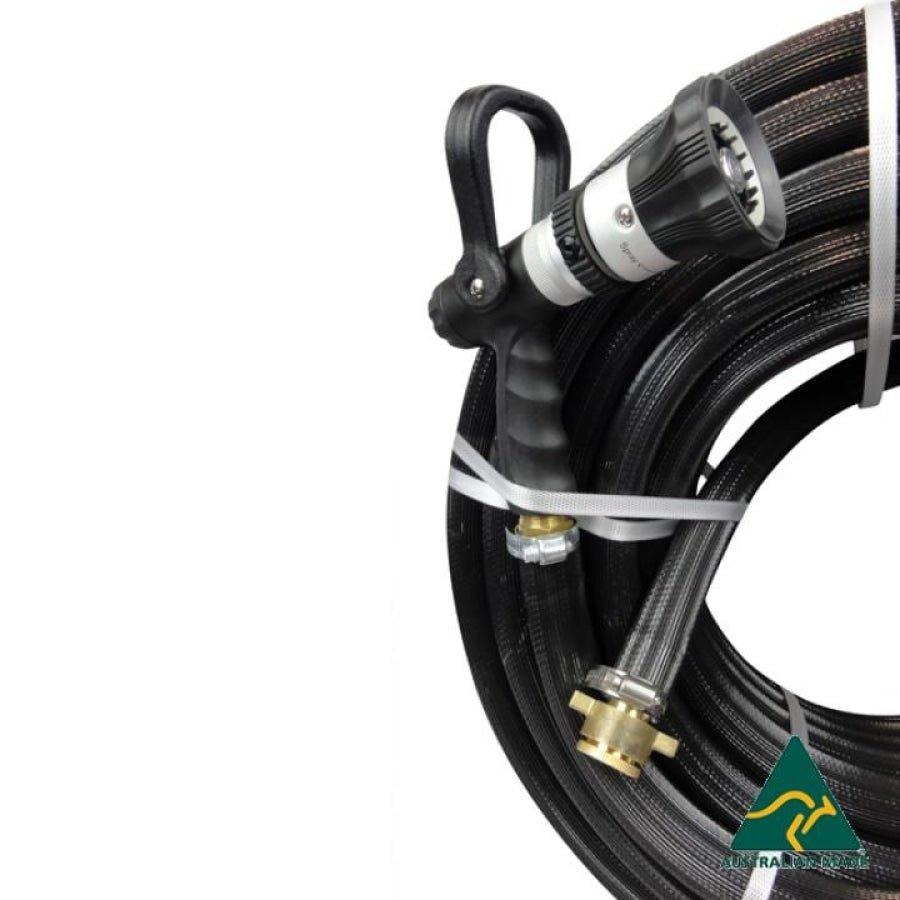 HOSE FACTORY Fire Reel with XL Fire Lever Nozzle & Brass Nut & Tail 25mm - Hose Factory