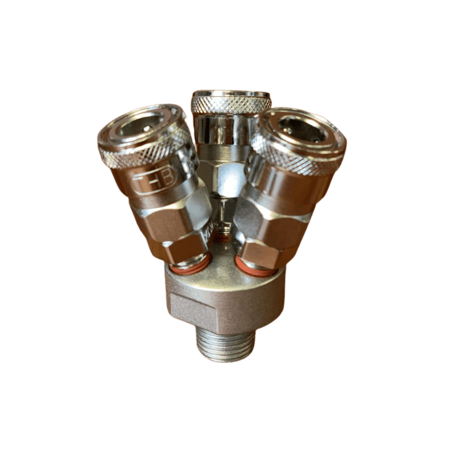 Hose Factory Nitto Style 3 Way Splitter Coupler 1/2” Male BSB Air Tool Fitting - Hose Factory