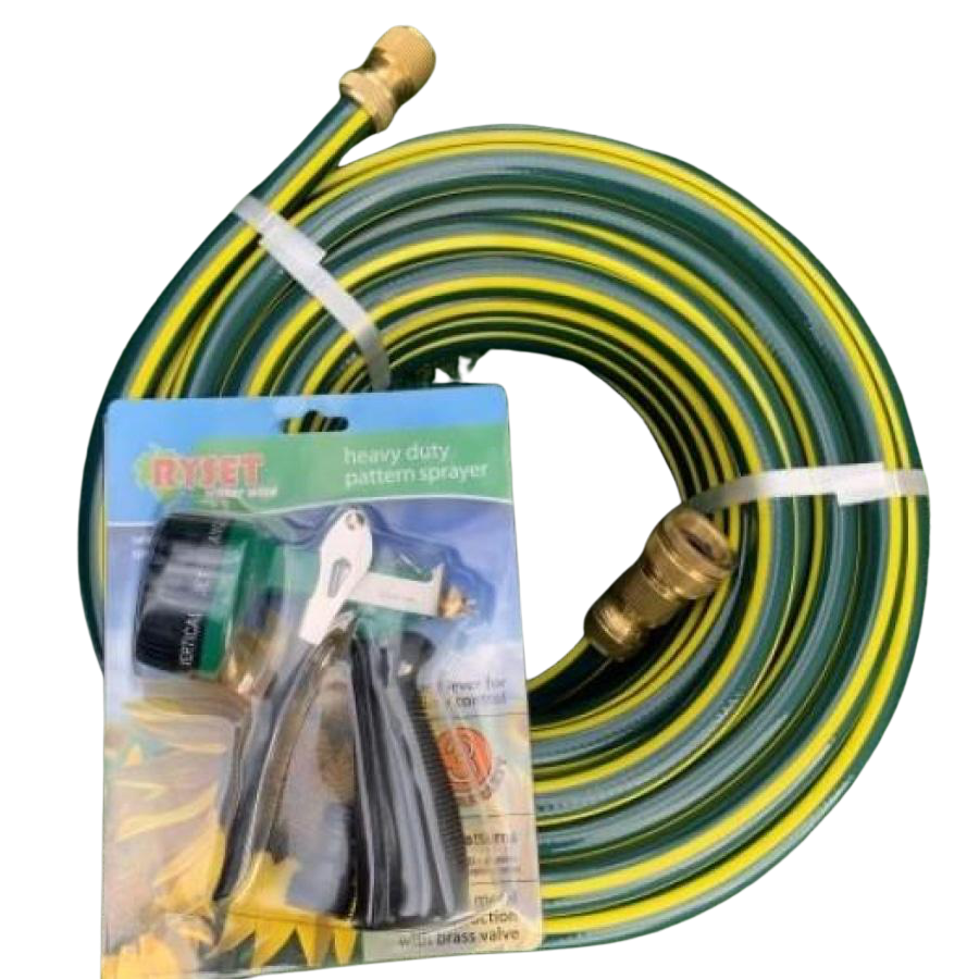 Hose Factory Proline 1/2 Garden Water Hose With Set Of Zorro Brass Fittings & Ryset 8 Pattern