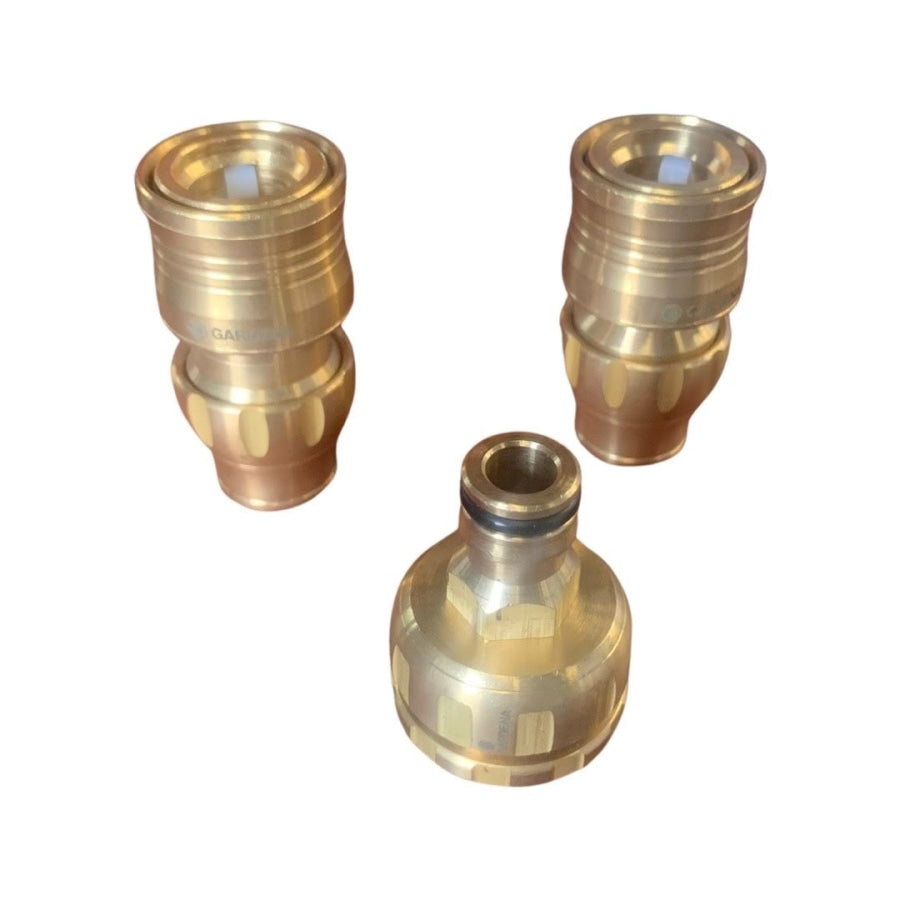 Gardena 3 Piece Brass Hose Connector Set 12Mm Fittings