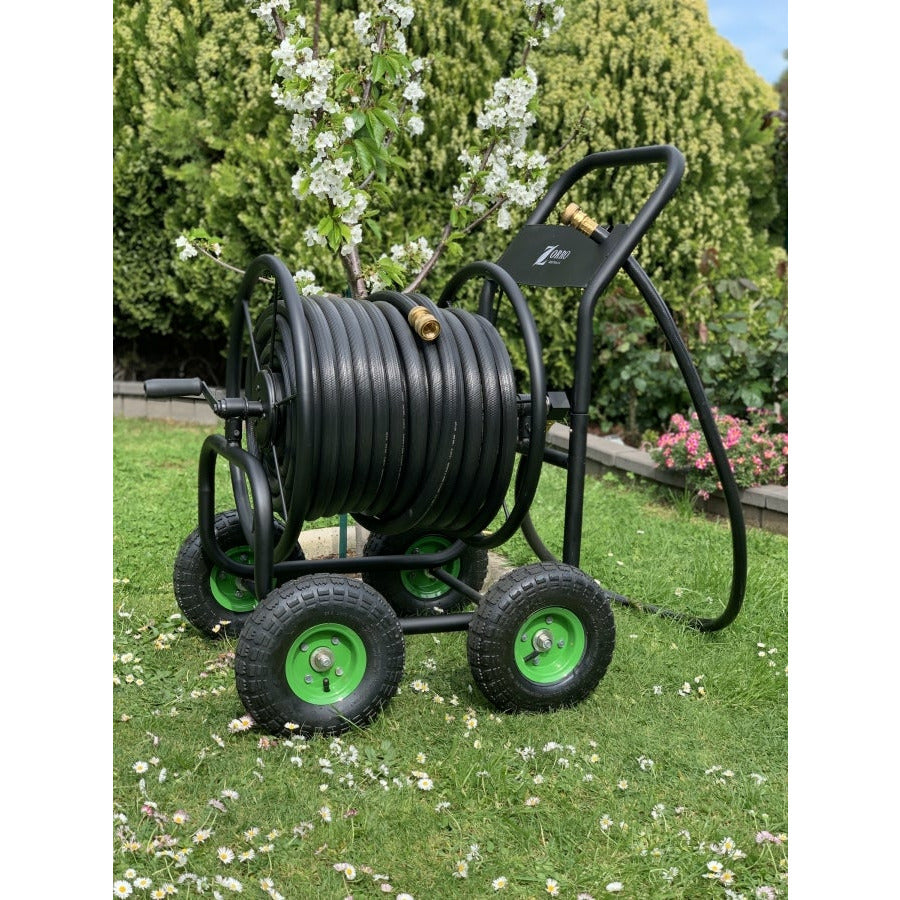 Hose Factory Fire Reel Hose 19Mm With Zorro Steel Cart Trolley &amp; Brass Connectors Bundles