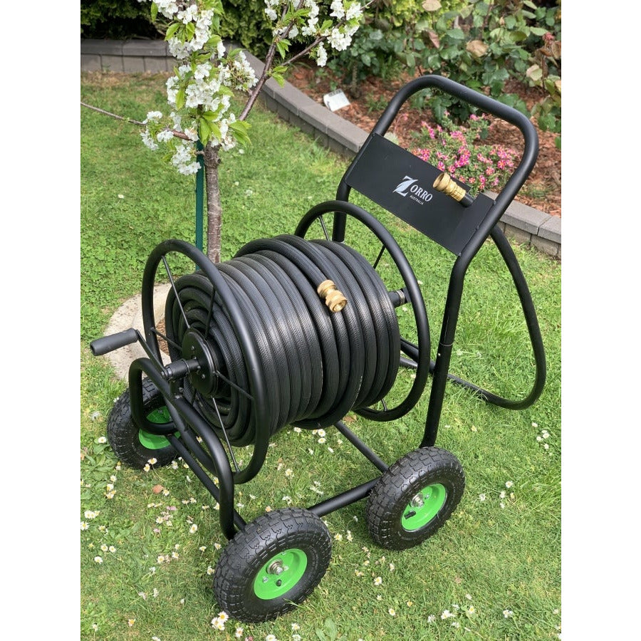 Hose Factory Fire Reel Hose 19Mm With Zorro Steel Cart Trolley & Brass Connectors Bundles