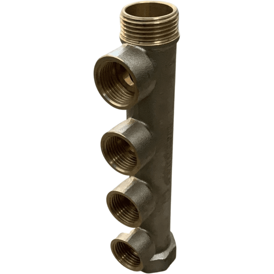 iTap 4 Port Brass Manifold Single Sided 3/4" M & F X 1/2" F Outlet - Hose Factory