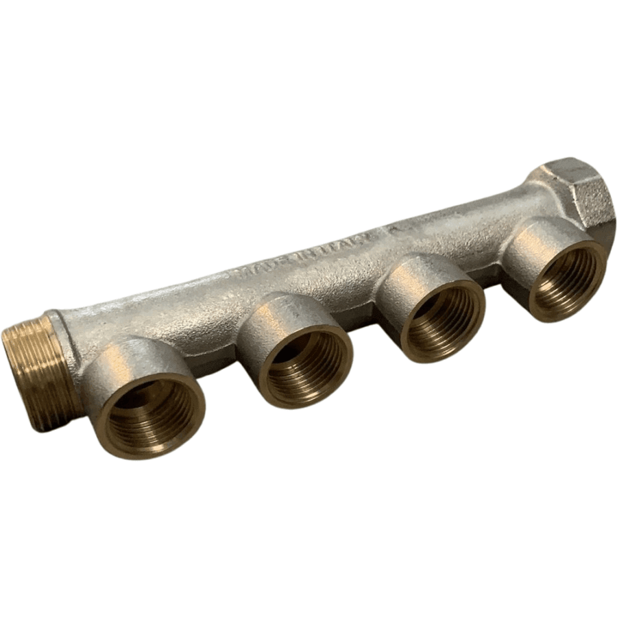 iTap 4 Port Brass Manifold Single Sided 3/4" M & F X 1/2" F Outlet - Hose Factory