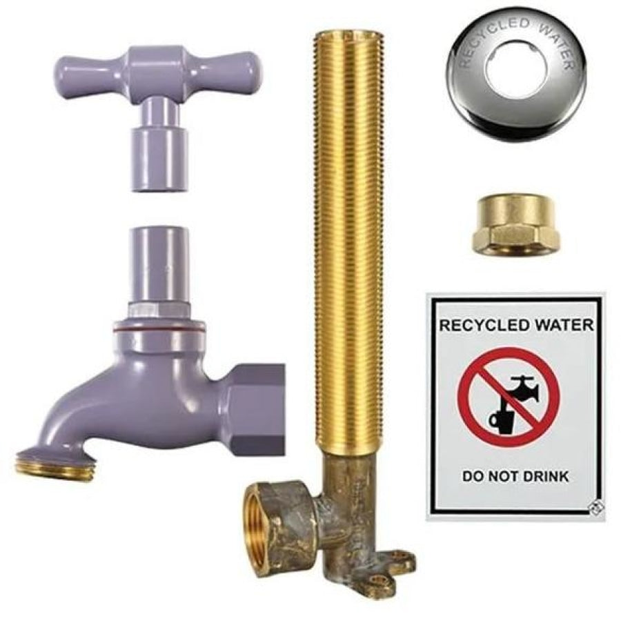 Recycled Water Hose Tap Kit 5/8 Fi X 3/4Mi Outlet Fittings