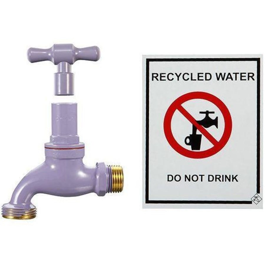 Hose Tap Recycled Water Kit Lilac 15Mm Male Inlet Fittings