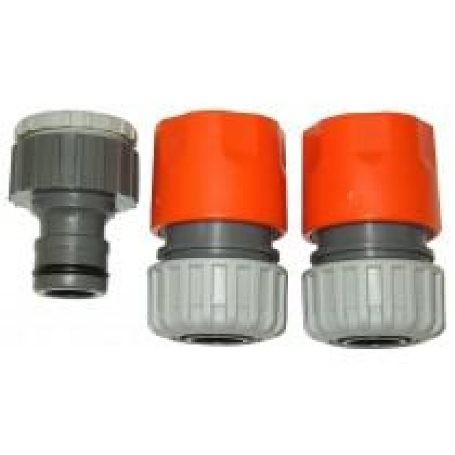 Maxi Flow Garden 19MM / 3/4&quot; Hose Snap Connector Plastic 3 Piece Set