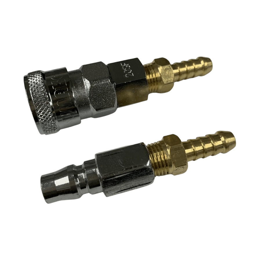 NITTO Style Air 1/4" BSB Coupling and Male Plug 2 X Stainless Steel Clamps - Hose Factory