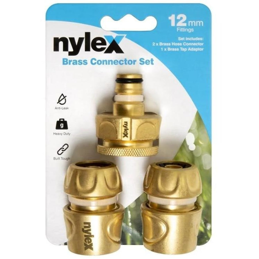 Nylex 12mm - 1/2 inch Brass 3 Piece Hose End Fitting Set