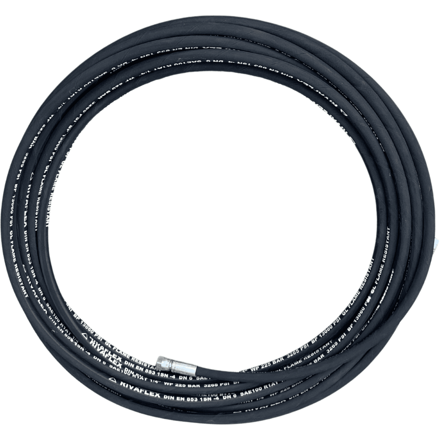 Rivaflex Hydraulic High Pressure Rubber Hose 3265 P.s.i. With Fittings 1/4 Hoses