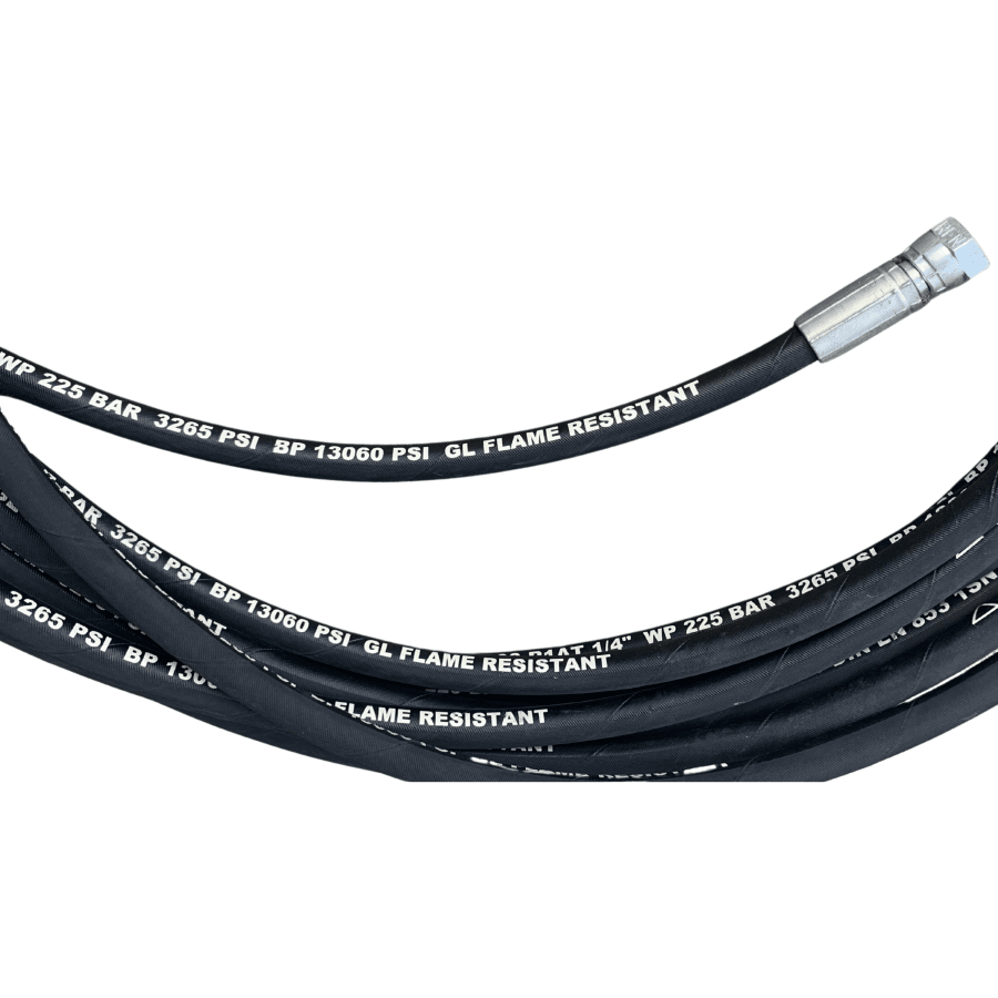 Rivaflex Hydraulic High Pressure Rubber Hose 3265 P.s.i. With Fittings 1/4 Hoses