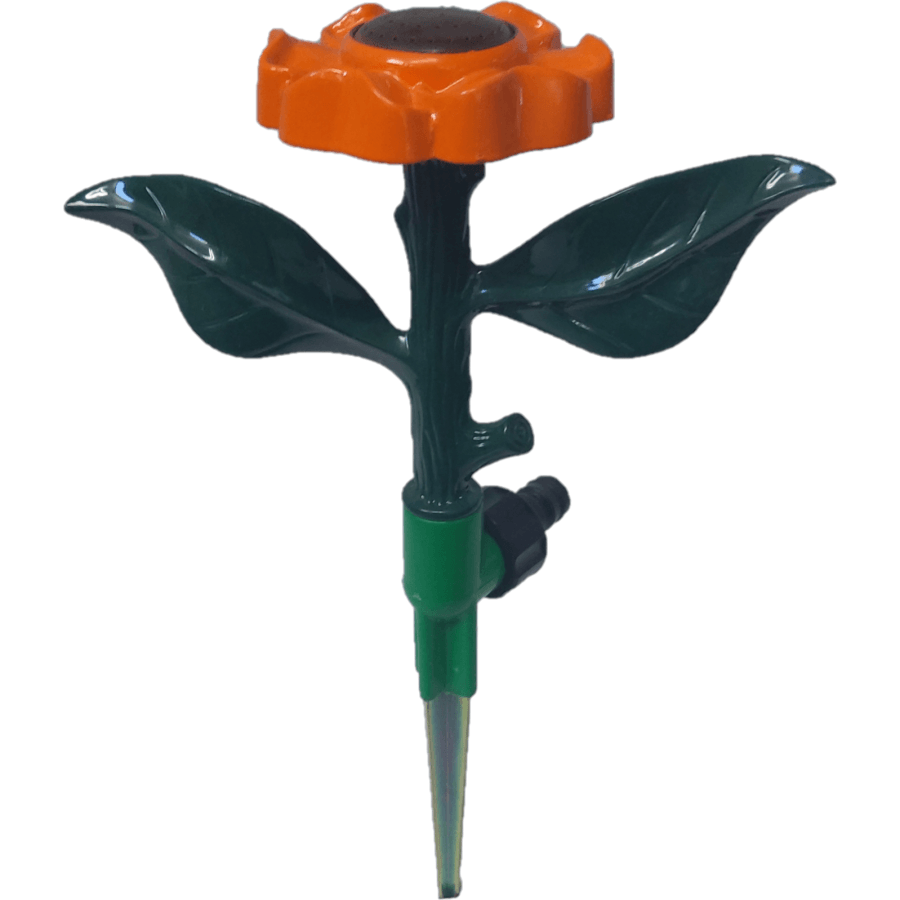 Metal Flower Garden Sprinkler On Spike 1/2 Orange Sprinklers