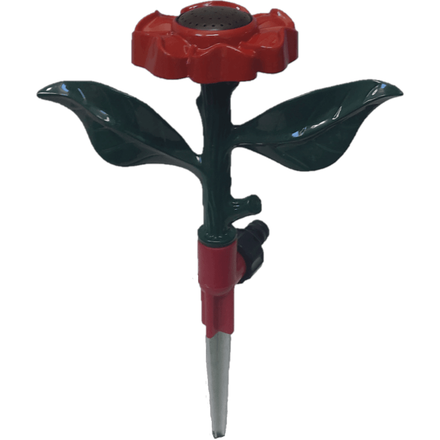 Metal Flower Garden Sprinkler On Spike 1/2 Red Sprinklers