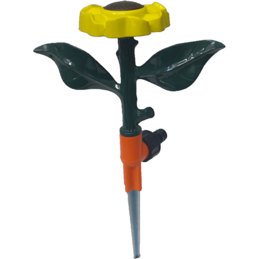 Metal Flower Garden Sprinkler On Spike 1/2 Yellow Sprinklers